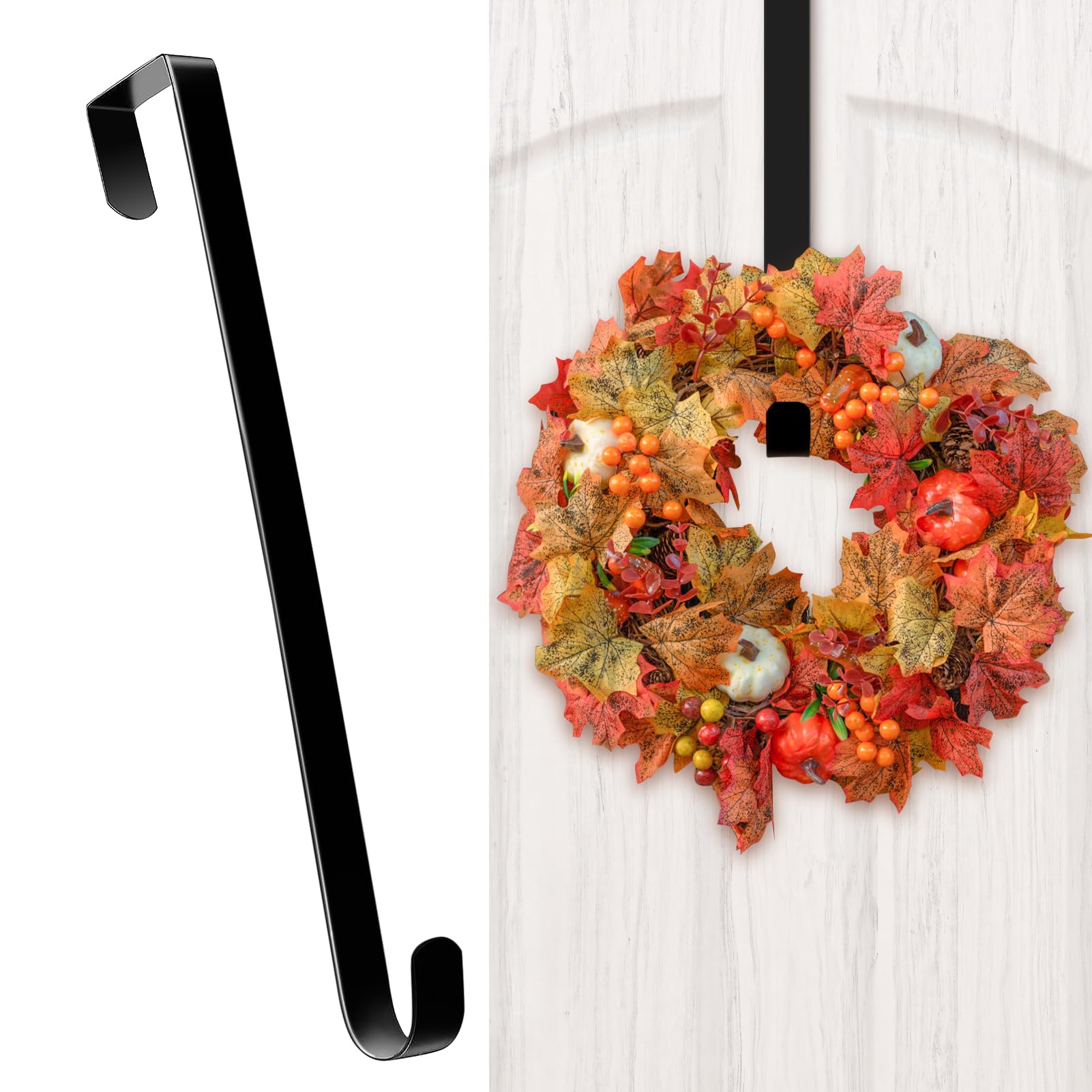 Photo 1 of HOOSUN Wreath Hangers for Front Door,12" Wreath Hook Holder,Over The Door Hanger Hooks,Metal Garland Hangers Hook for Halloween Christmas Decorations Porch Decor