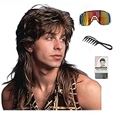 Kavsni Mullet Wigs for Men,Joe Dirt,Emo Wig 80s Costumes Fancy Party Accessory Cosplay Wig Halloween Man x (Brown)