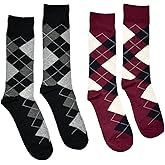 Bop Classy Men's Dress Crew Socks Argyle Pattern 2 Pair Set - Premium Cotton