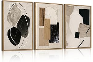 HPNIUB Large Abstract Paintings Framed Neutral Canvas Prints Mid Century Modern Wall Art for Living Room Bedroom Bathroom -16