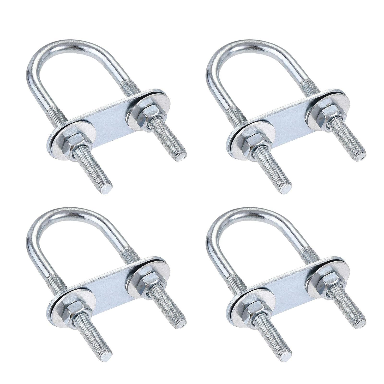 TA-VIGOR 4 sets M6 Round U-Bolts, 25mm Inner Width 70mm Length 304 Stainless Steel U-Bolts with Nut, Plate, Washer for Attaching Piping Conduit Cable Tube Brackets Boat Trailer