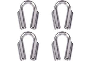 Hemobllo Stainless Steel 304 Wire Rope Thimbles 10mm, 4pcs Heavy Duty Cable Clamps for Rigging and Cable