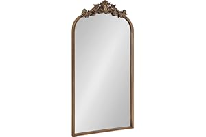 Kate and Laurel Arendahl Traditional Arch Mirror, 19" x 30.75", Gold, Baroque Inspired Wall Decor