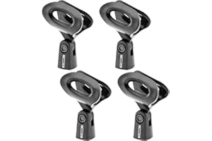 5 Core Mic Clips for Stands 4Pcs Microphone Clip Holder Universal Adjustable with 5/8" Male to 3/8" Female Screw Adapter Suitable for Handheld Microphones 4 Pack - MC 03 4PCS