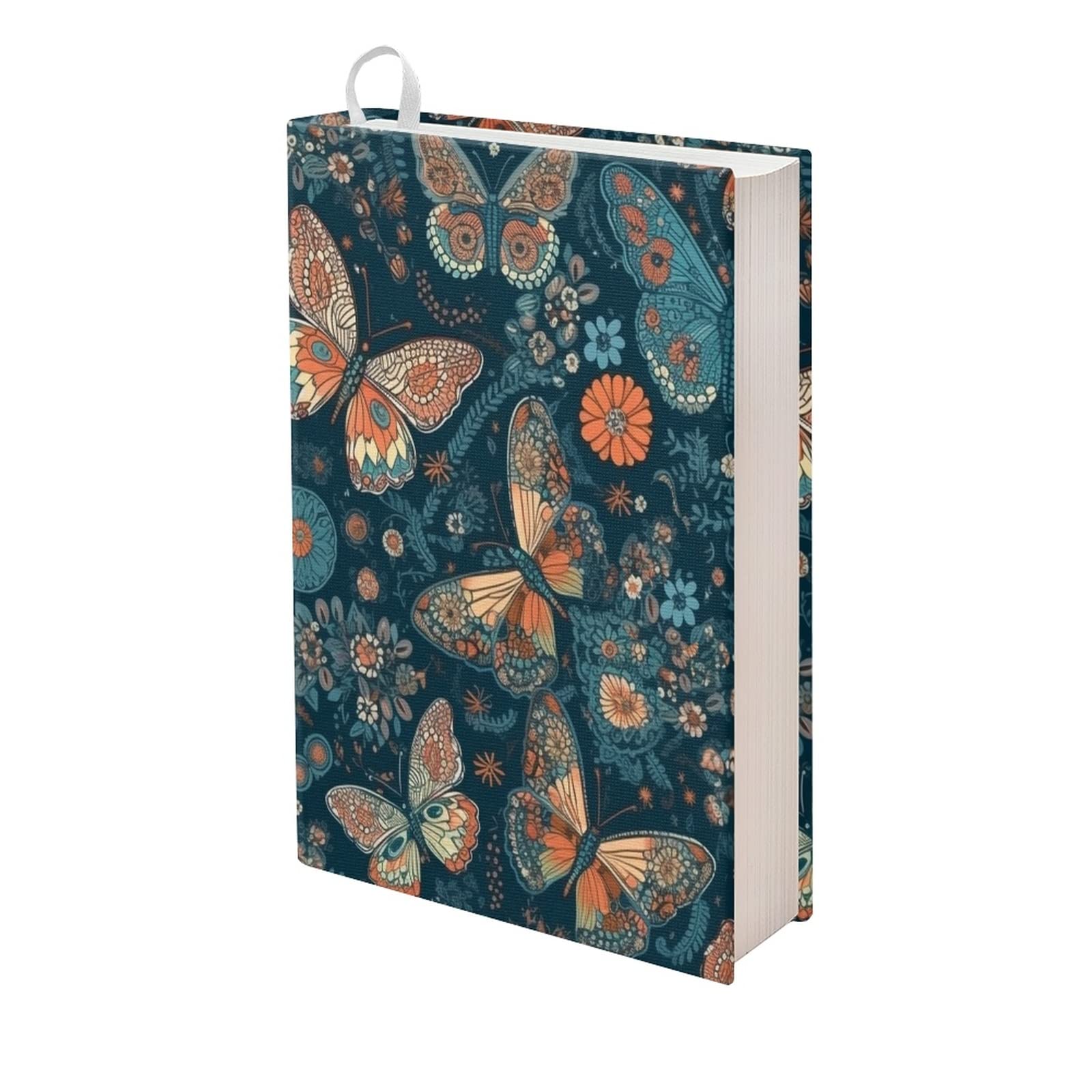 Kuiaobaty Folk Art Butterfly Book Sleeve for Lovers, Butterflies Floral Protective Slip-on Cover Jackets for School
