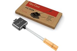 Uno Casa Pie Iron Sandwich Maker - Japanese Sandwich Maker, Cast Iron Pie Maker with Recipe Book, Campfire Cooking Equipment - Pie Irons for Camping Cast Iron Mountain Pie Maker