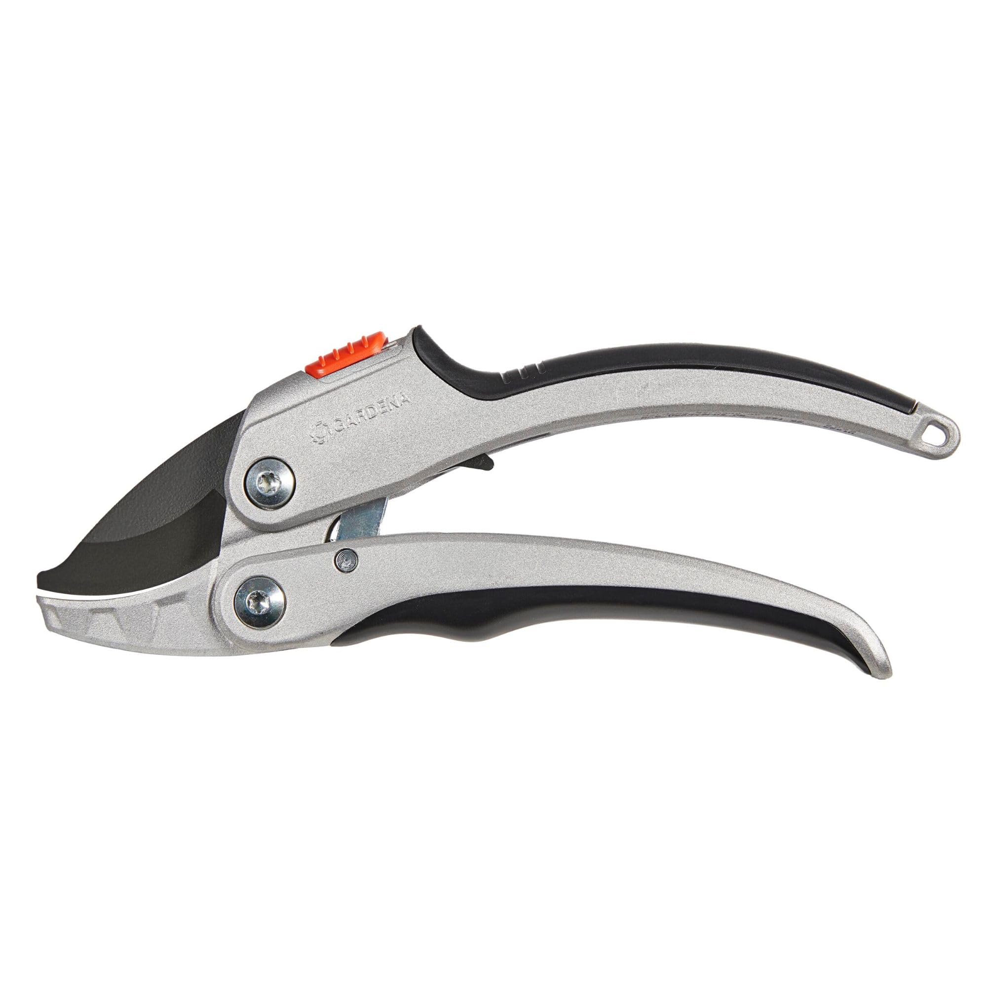 Gardena Comfort Ratchet Secateurs SmartCut: Stable Garden Shears, Anvil Blade for Thick, Dry Wood of up to 25 mm Ø, 2 Handle Positions, with Ratchet Mechanism and alu Handles (8798-20)