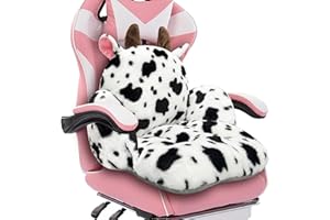 QIUODO Cute Chair Cushion, Gaming Chair Cushion with Backrest Non-Slip, Comfy Seat Cushion for Office Desk, Kawaii Chair Cushions for Gamer, Soft Chair Cushion for Room Bedroom Decor（Fancy Cow）