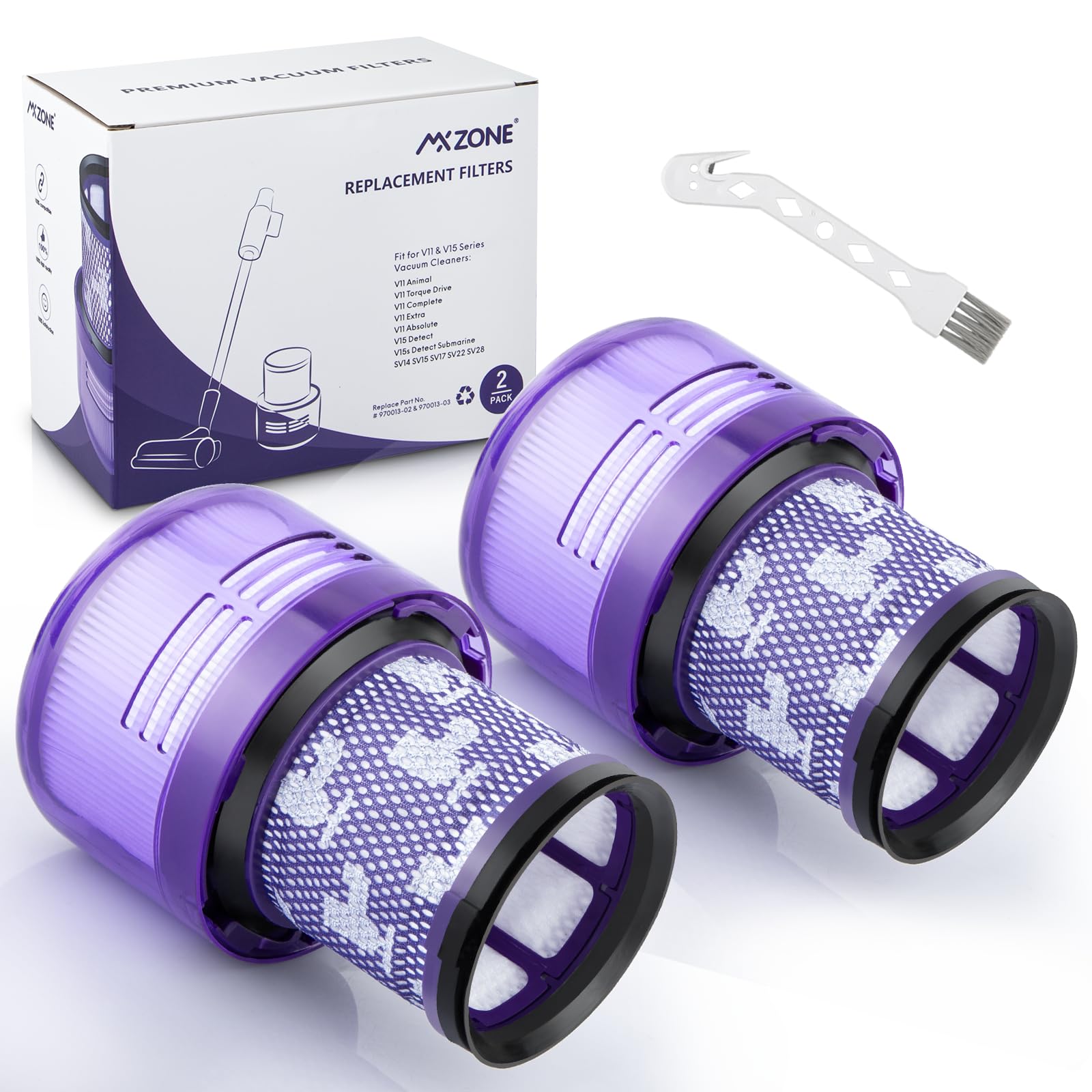 MXZONE Vacuum Filter Replacement for V11 SV14 Torque Drive Animal Absolute Cordless Stick Vacuum Cleaner. Compare to Part # 970013-02 (Pack of 2)