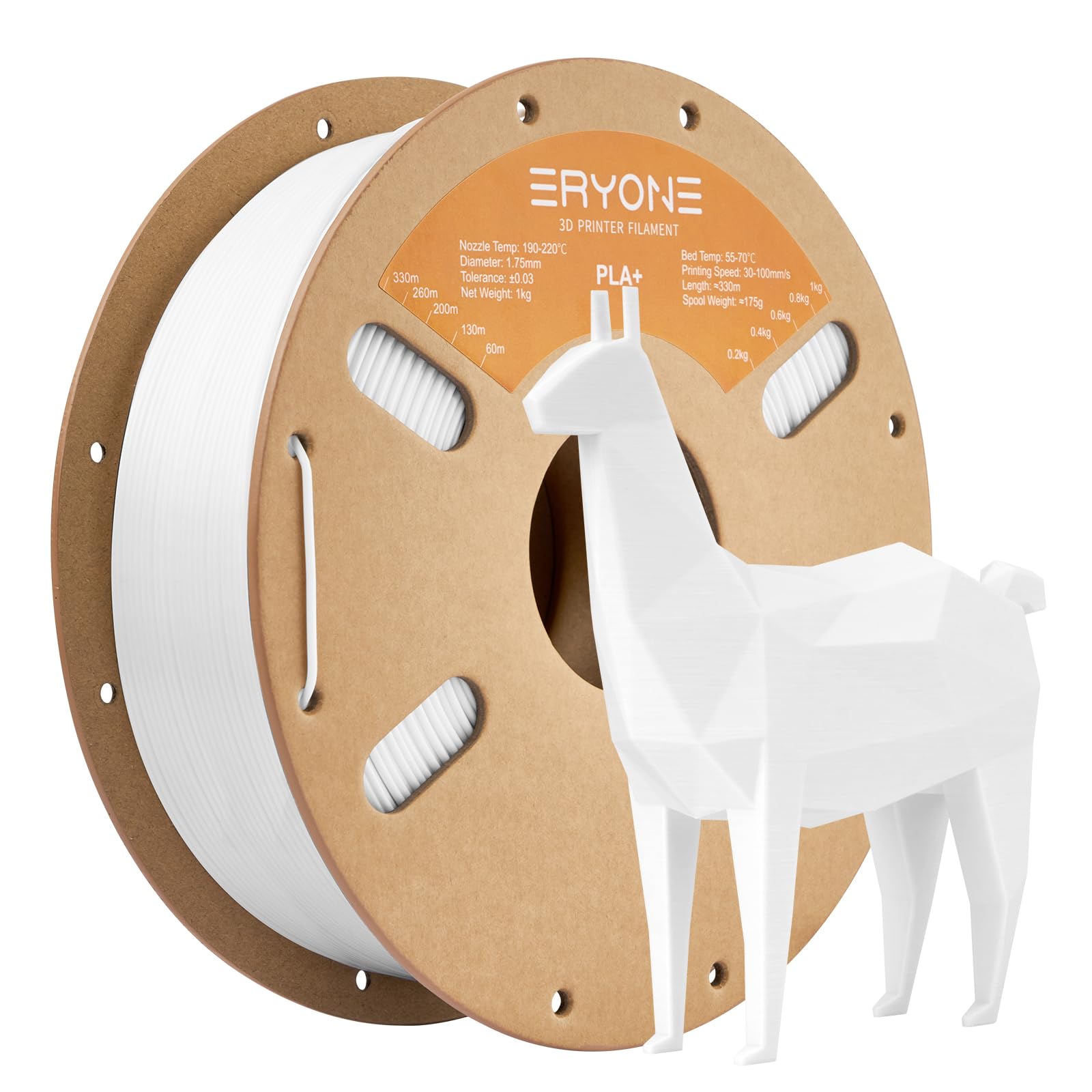 ERYONE Filament PLA+ 1.75 mm,3D Printing Filament PLA Plus for Most FDM 3D Printers,Dimensional Accuracy +/- 0.03 mm,1 kg (2.2 lbs) / Spool,White