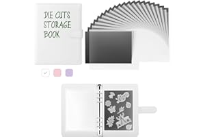 Die Cut Storage, KKJCXY 12 Pcs Magnetic Sheets for Dies Storage with 12 Pocket Bags, 1 Album Pocket Folder Storage Stamp and Die Storage Die Cut Storage for Card Making Supplies, White ﻿