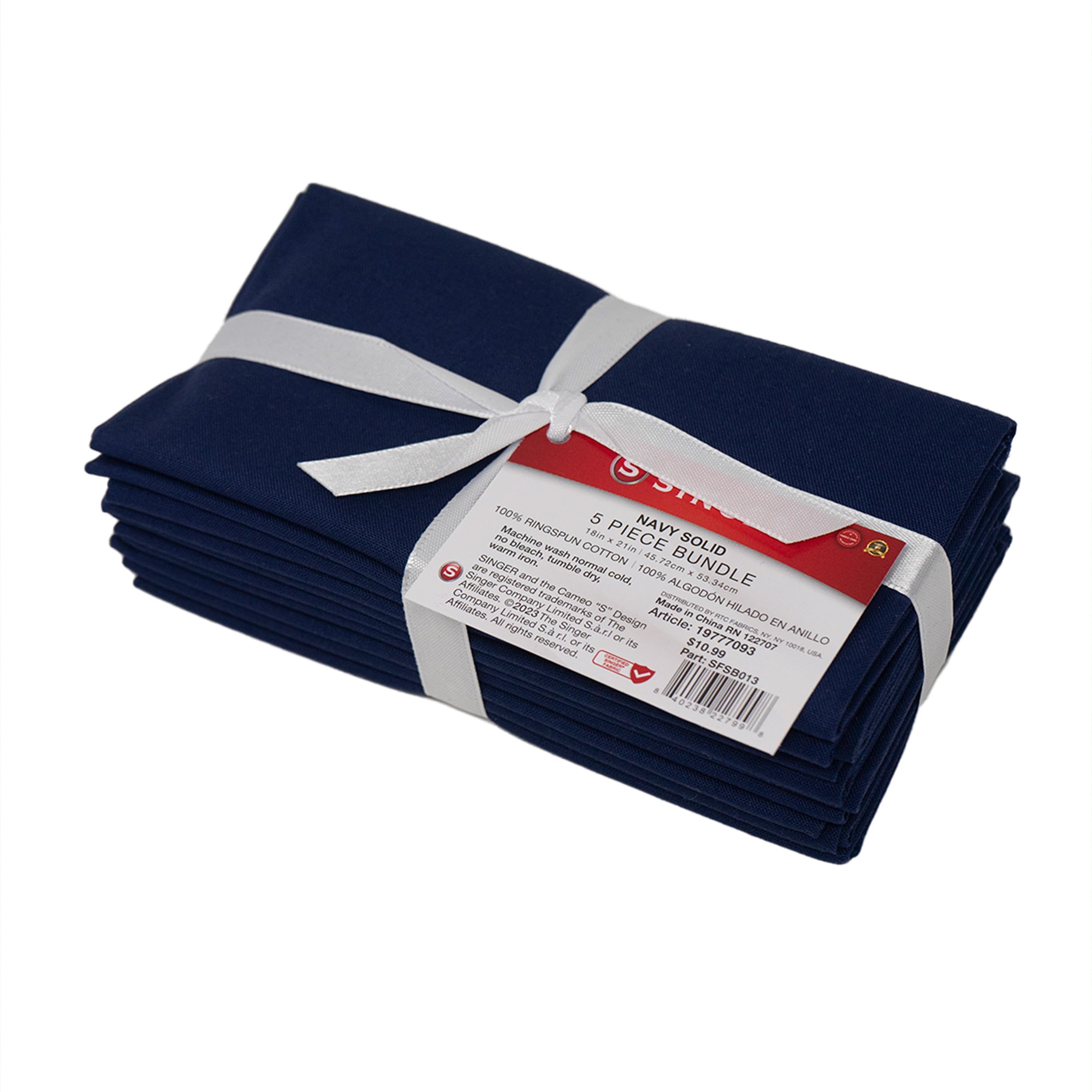Singer Fabric, 100% Cotton, Navy Solid 5Pc Bundle