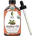 SVA Jojoba Seed Oil Organic - 4 Fl Oz – 100% Natural Cold Pressed Organic Jojoba Oil - for Face, Skin Care, Hair Care, Scalp Massage & Body Massage – Carrier Oil with Dropper