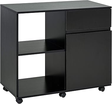 Amazon Com Homcom Filing Cabinet Printer Stand With Open Storage Shelves For Home Or Office Use Including An Easy Drawer Black Office Products