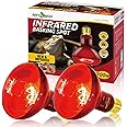 REPTI ZOO 2 Pack Infrared Heat Lamp, 100W Reptile Heat Emitter Infrared Basking Spot Light, Red Heat Lamp for Chickens Coop Reptile Pets Brooder Use