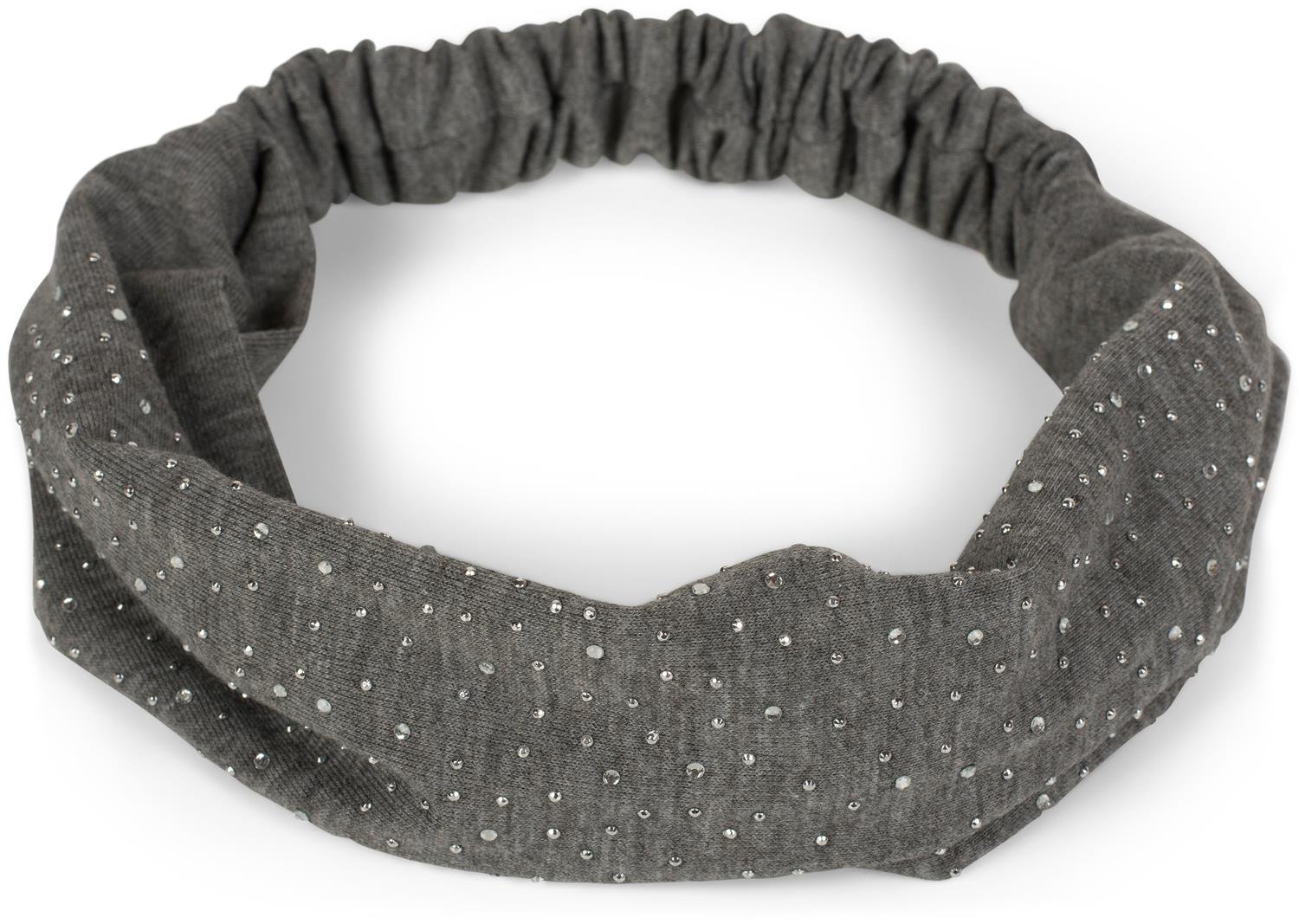 styleBREAKER elasticated hairband with rhinestones, headband, ladies 04026016, Colour:Mottled Dark Grey