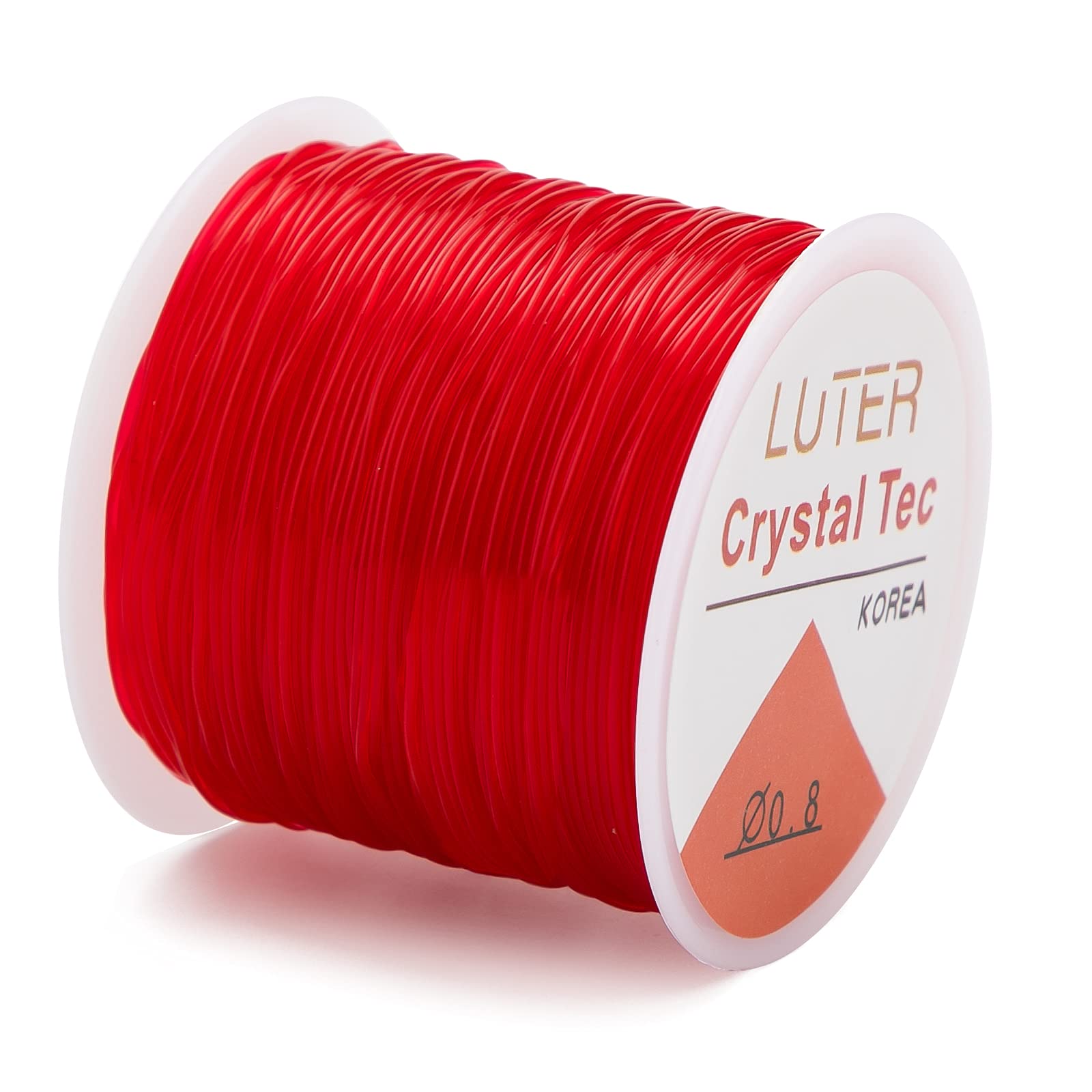 LUTER 0.8mm Elastic String Crystal Elastic Cord Stretchy Bracelet String for Jewelry Making Necklace Bracelet Beading Thread (164ft) (Red)