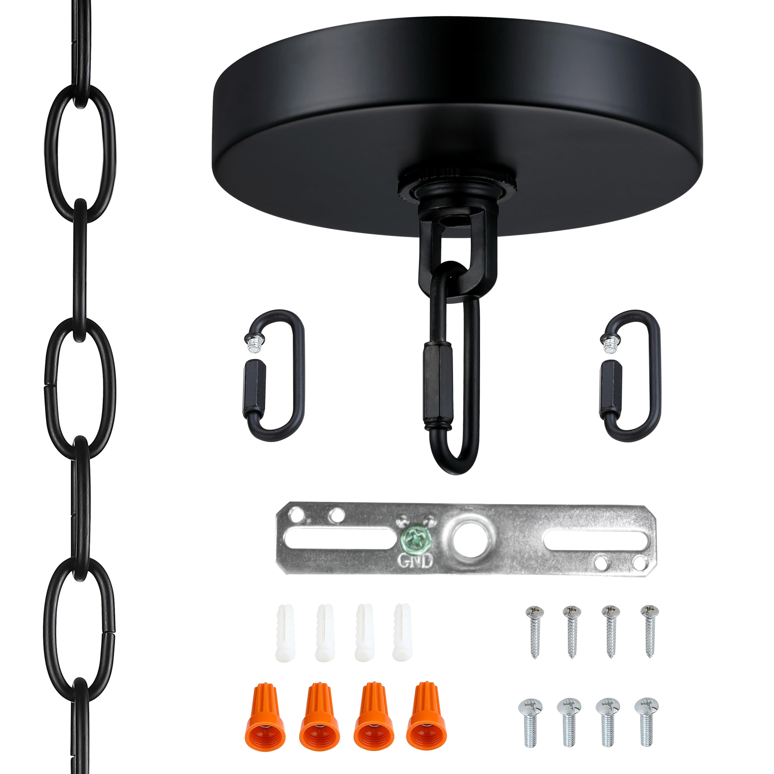 Photo 1 of 1 Pack Replacement 4.75 Inch Light Canopy Kit 48 Inch Chain,Black Finish Replacement Cover Plate for Chandelier,Pendant Light,Swag Light,Ceiling Fan,Flower Basket