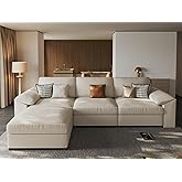 EASE MOOSE Leather Sectional Couch, Oversized Modular Sectional Sofas, Wide Deep Seat Modular Couch, Scratch Resistant Faux Leather Material, L Shaped Sofa for Big Spaces, Beige
