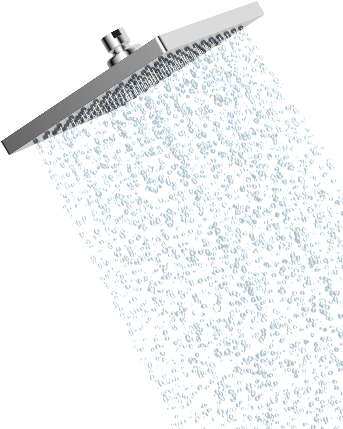 Hibbent Rainfall Shower Head 10 Inch, Stainless Steel Cover, Square Fixed Shower Head, Mirror-Like Appearance, Swivelling Beam Angle, Lush Shower Experience, Easy Installation, Chrome