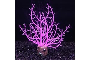 FUNOJOY Glowing Fish Tank Decorations Aquarium Coral Plants, Simulation Silicone Coral, Fluorescence Sea Anemone, Glow Coral Ornaments for Aquarium Fish Tank Decor Aquarium Accessories