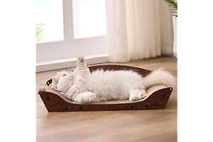 ZOMISIA 26'' Cardboard Cat Scratcher Bed - Large Scratcher Couch for Indoor Cats, Orthopedic Scratching Board, Lounger Scratching Couch with Catnip and Bells