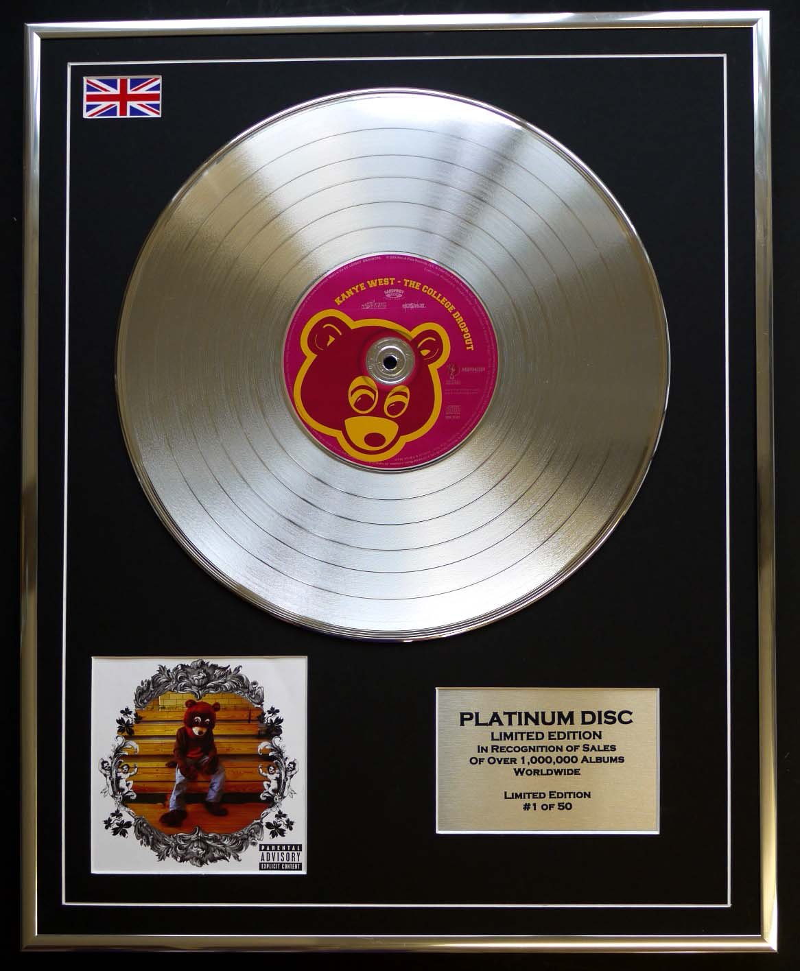 KANYE WEST/LTD EDITION CD PLATINUM DISC/THE COLLEGE DROPOUT