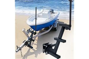 ZERTNROW Heavy Duty Adjustable Boat Trailer Steps with Rail System, Multi-Vehicle Compatible Trailer Tongue Access Ladder, No