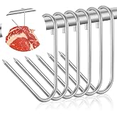 Teenyyou 6 Pcs Meat Hook Stainless Steel Smoker Hooks for Cooker Butcher | 4.2" x 3.6" S Meat Hook, BBQ Accessory for Hanging Smoking Drying Butchering Grilling Jerky Beef Poultry Veggies
