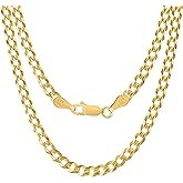 KISPER Gold Chain for Men - 925 Sterling Silver Gold Plated Necklace for Men, Solid Diamond-Cut 5mm Curb Cuban Link Chain, Italian Mens Gold Chain with Lobster Clasp - Made in Italy
