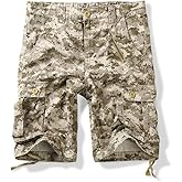 OCHENTA Men's Cotton Casual Cargo Shorts, Relaxed Fit Solid & Camo Summer Military Work Shorts for Hiking Tactical