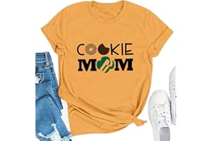 DGZTWLL Proud Mom of A Cookie Dealer Women T-Shirt Short Sleeve Funny Cookie Mom Letter Printed Graphic Tees Crewneck Tops