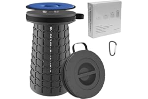 ALEVMOOM 2025 Upgraded XXL Collapsilbe Stool with Cushion,More Sturdy and Height 19.7“,D11.8”,Portable and Lightweight Adjustable Telescoping Stool for Camping Hiking BBQ Max Loading 1000Ibs