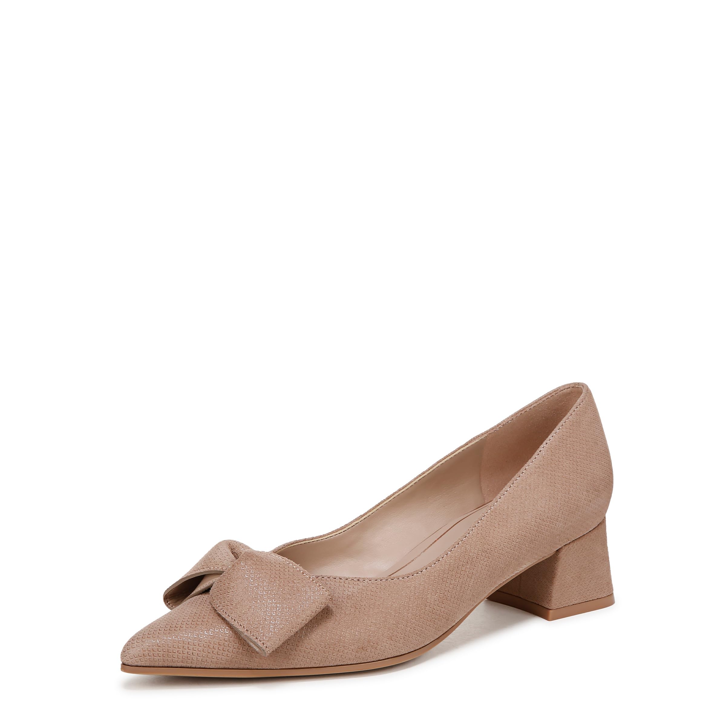 Naturalizer Womens Mavis Bow Pointed Toe Block Heel Pump Taupe Suede 12 M