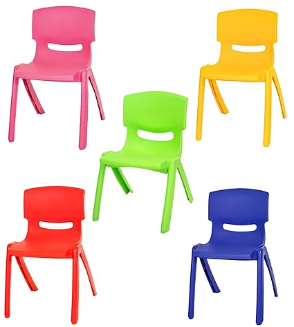 Set Of 5 Colours Stackable Kids Children Plastic Chair Picnic Party Up To 60kg