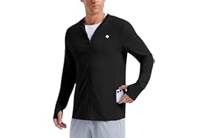 PINSPARK Men's UPF50+ Full Zip Outdoor Hoodies Lightweight Sun Protection Long Sleeve Jacket for Fishing Hiking with Pockets