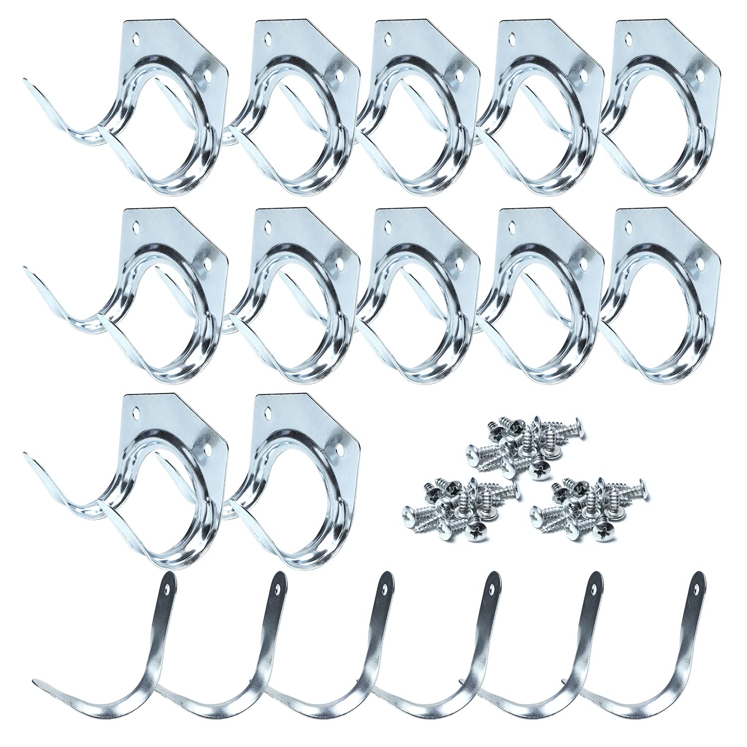 Olym 18 Pack Zinc Wall Mount Tool Hanger Hooks Set for Garage, Shed, Workshop Tools