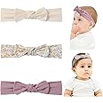 YHXX YLEN Hairband - 3PCS Baby Headbands with Bows, Soft Stretchy Hair Bands for Baby Girls Infant Toddlers- Beige, Purple, Yellow Flowers
