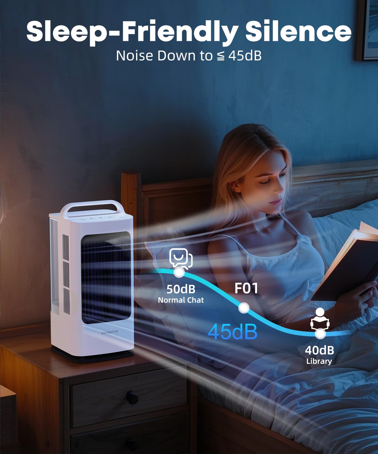 XAMATTS Portable Air Conditioners, 1700ml Evaporative Air Cooler with Remote, 120° Oscillating Mini Air Conditioner Portable with 3 Speeds & 1-7H Timer, Portable AC Unit Fan for Indoors Bedroom Office