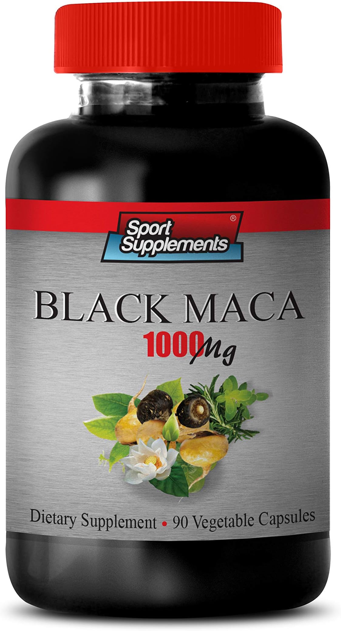 Male Energy Booster - Black MACA 1000 MG Dietary Supplement - Black maca Capsules for Women - 1 Bottle 90 Vegetable Capsules