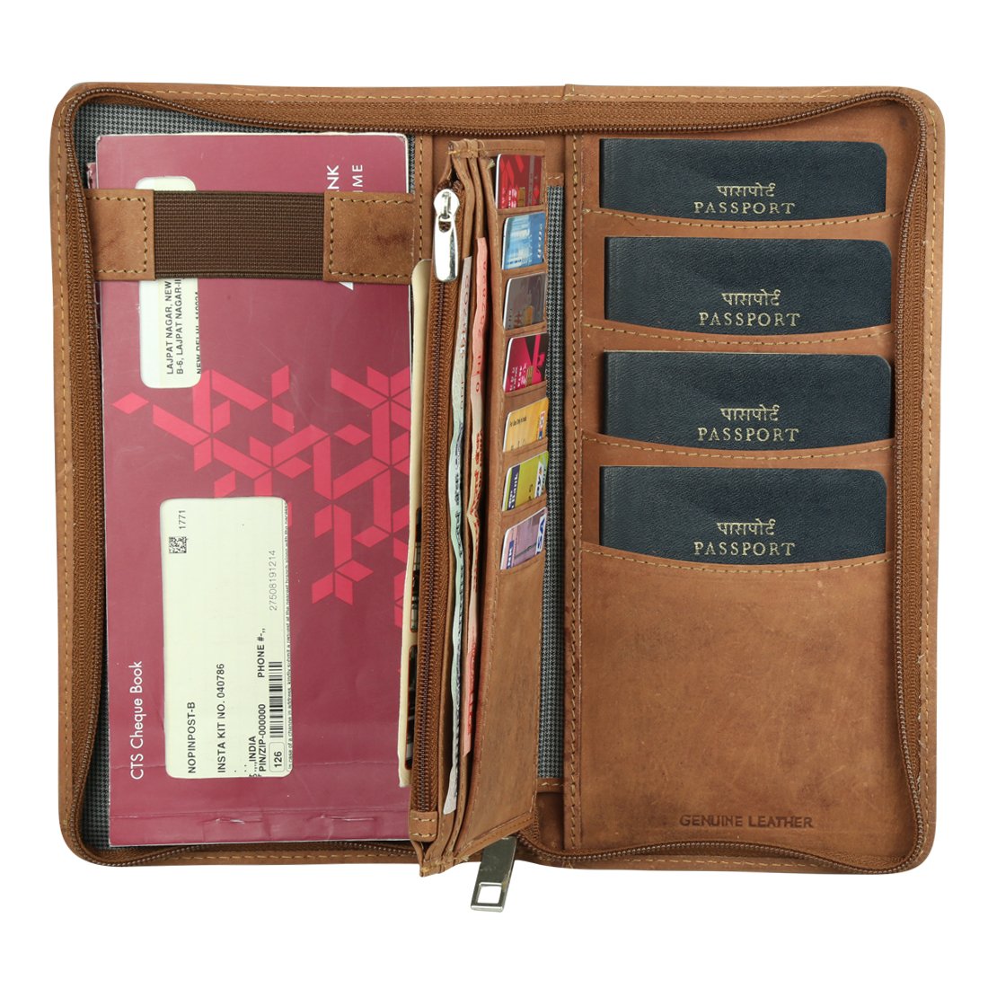 style98 unisex leather brown passport wallet
