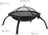 Relaxdays XL Fire Pit 56.5cm with Grate, Poker, Spark Screen & Bag view 4