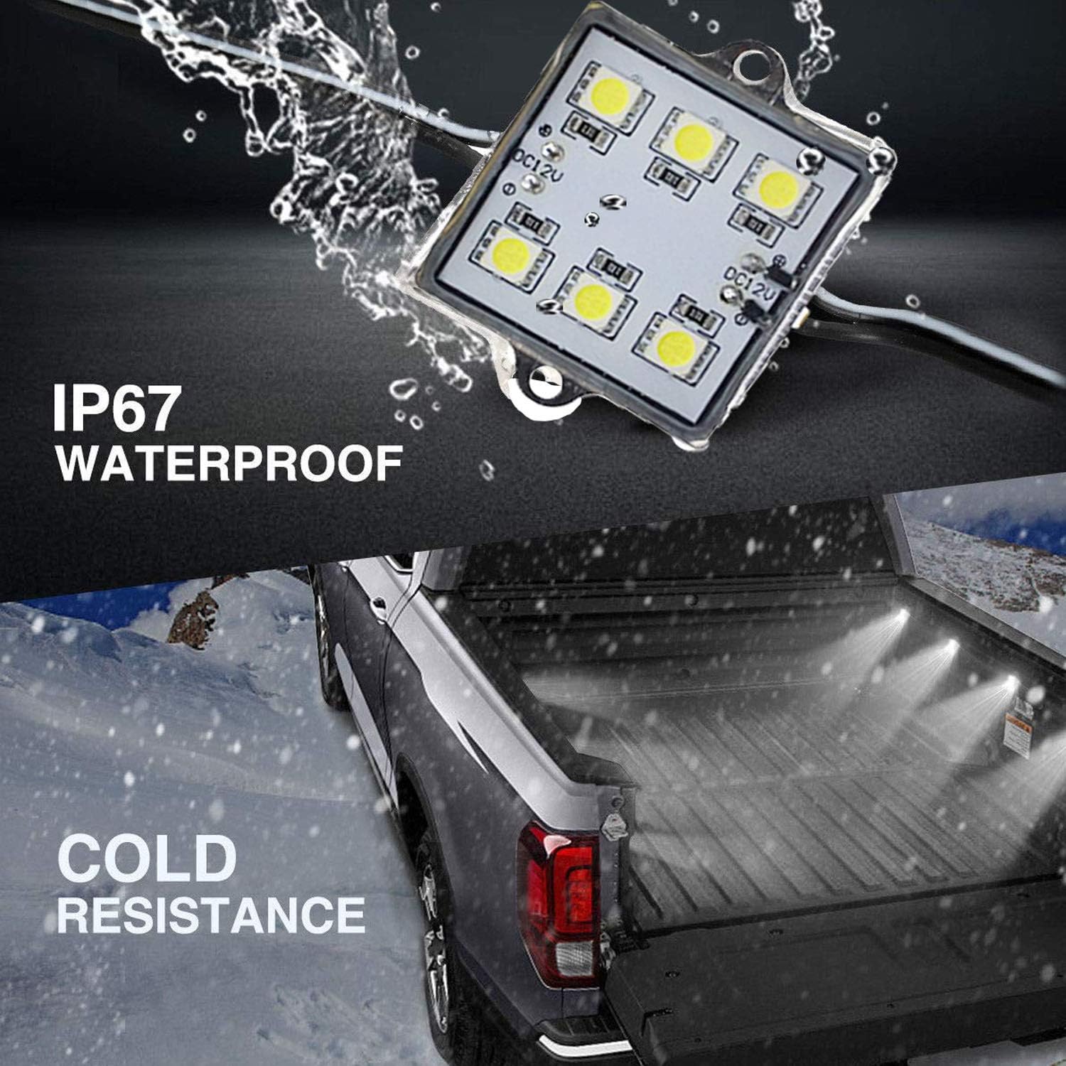 NBWDY 8 PCs 12V Led Truck Bed Light Kit,48 LEDs Cargo Truck Pickup Bed, Off Road Under Car, Foot Wells, Rail Lights Lighting Kit includes Power Switch (White): Automotive