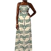 SOLY HUX Women's Summer Maxi Dress Boho Print Tie Shoulder Spaghetti Strap Cut Out Tie Back Cami Dresses Sundress