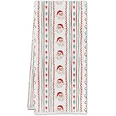 Cilrii Coquette Bow Christmas Santa Kitchen Towels, Red and Green Striped Christmas Dish Tea Towels, Holiday Xmas Candy Cane Santa Decorative Hand Towel for Kitchen Bathroom, 16x24 Inch