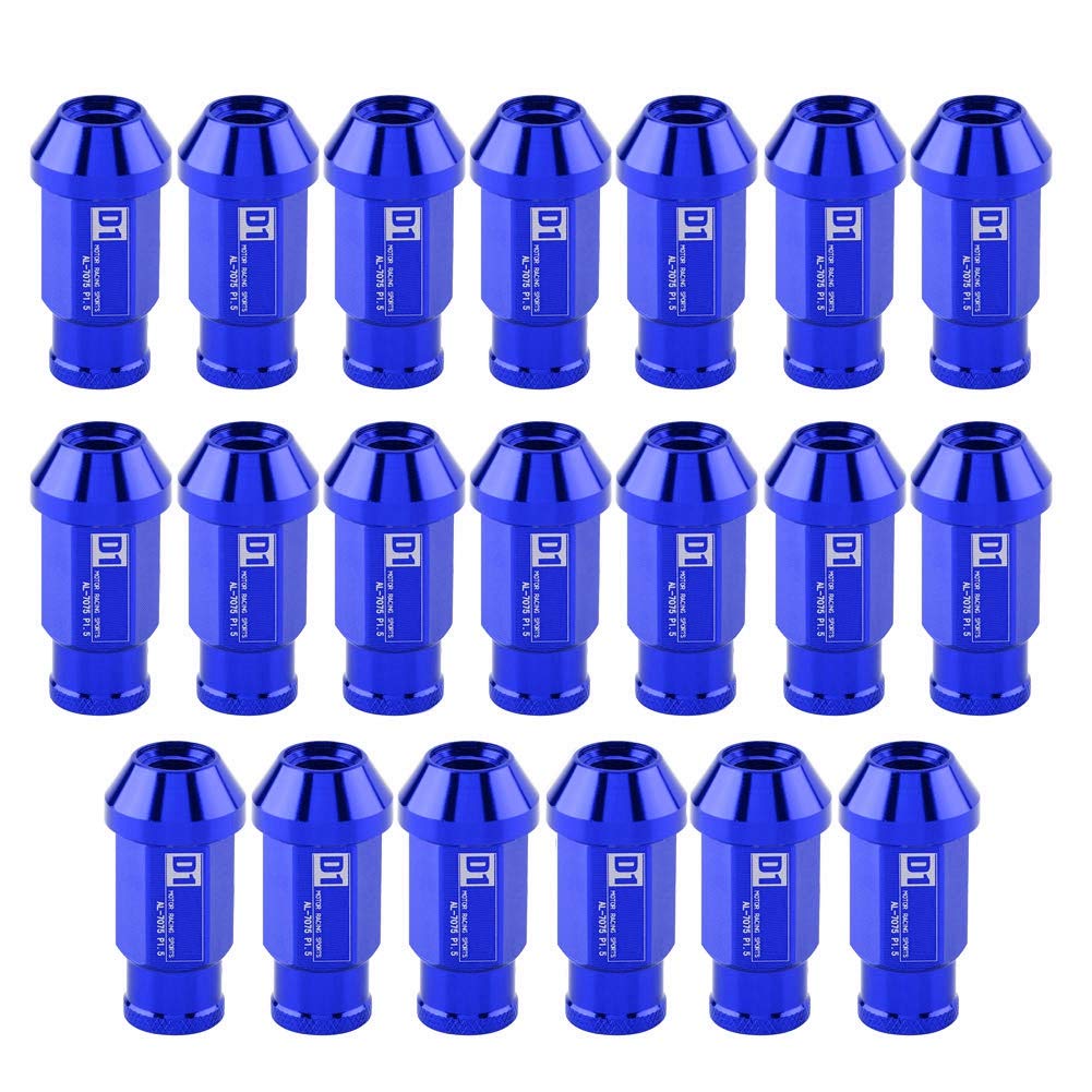 KIMISS Aluminum Car Tire Screw, 20Pcs Wheel Nuts Secure Racing Wheel Nut M12X1.5 (Blue)//m12x1.5 wheel nuts