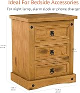 Vida Designs 3 Drawer Bedside Chest Distressed Waxed Pine Table 60cm H view 2