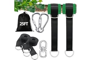 igolfluck Tree Swing Straps Hanging Kit 3FT/8FT/15FT/20FT/25FT, Extra Long Tree Swing Straps Holds 5500 lbs with Lock Carabiners & Tree Protectors, Safer for All Swing & Hammock (25FT)
