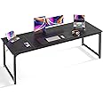 Huuger Computer Desk, 70 Inch Office Desk, Gaming Desk with Storage, Writing Desk Work Desk for Home Office, Study, Long Simple Desk, Large Legroom, Metal Frame, Black