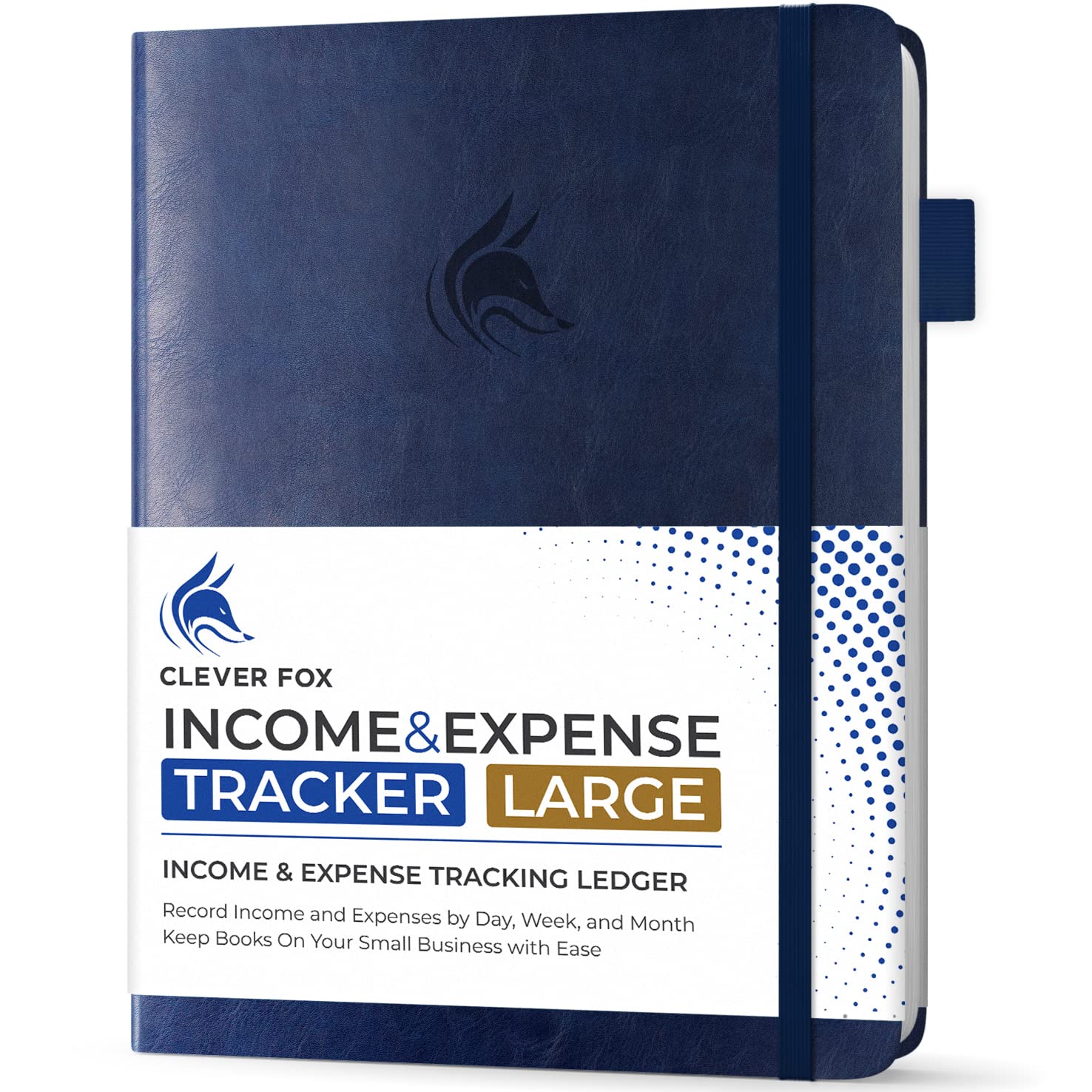 Clever Fox Income & Expense Tracker Large – Accounting & Bookkeeping Ledger Book for Small Business – 2-Year Record Notebook, A4 (Dark Blue)